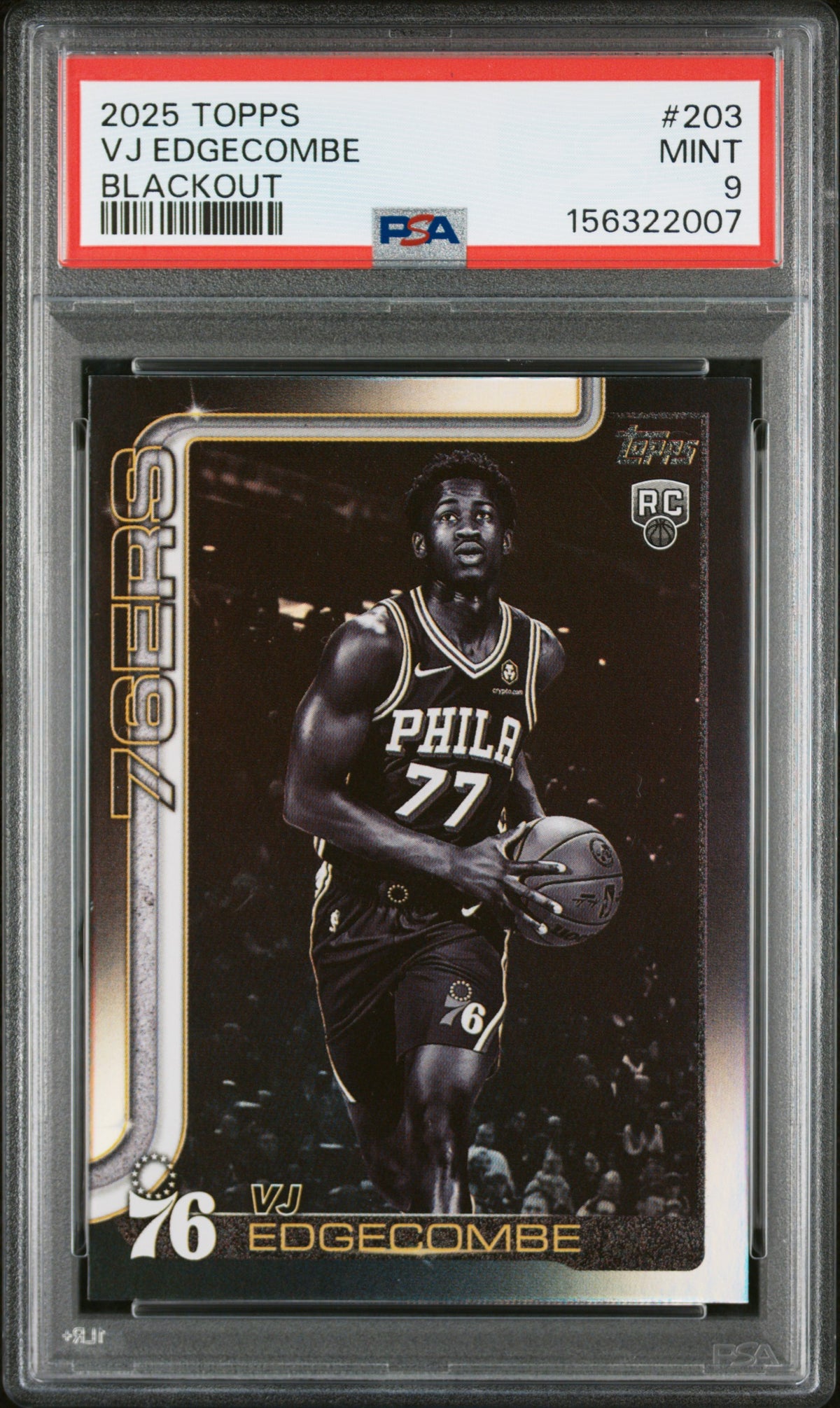 2025-26 Topps #203 VJ Edgecombe Blackout PSA 9