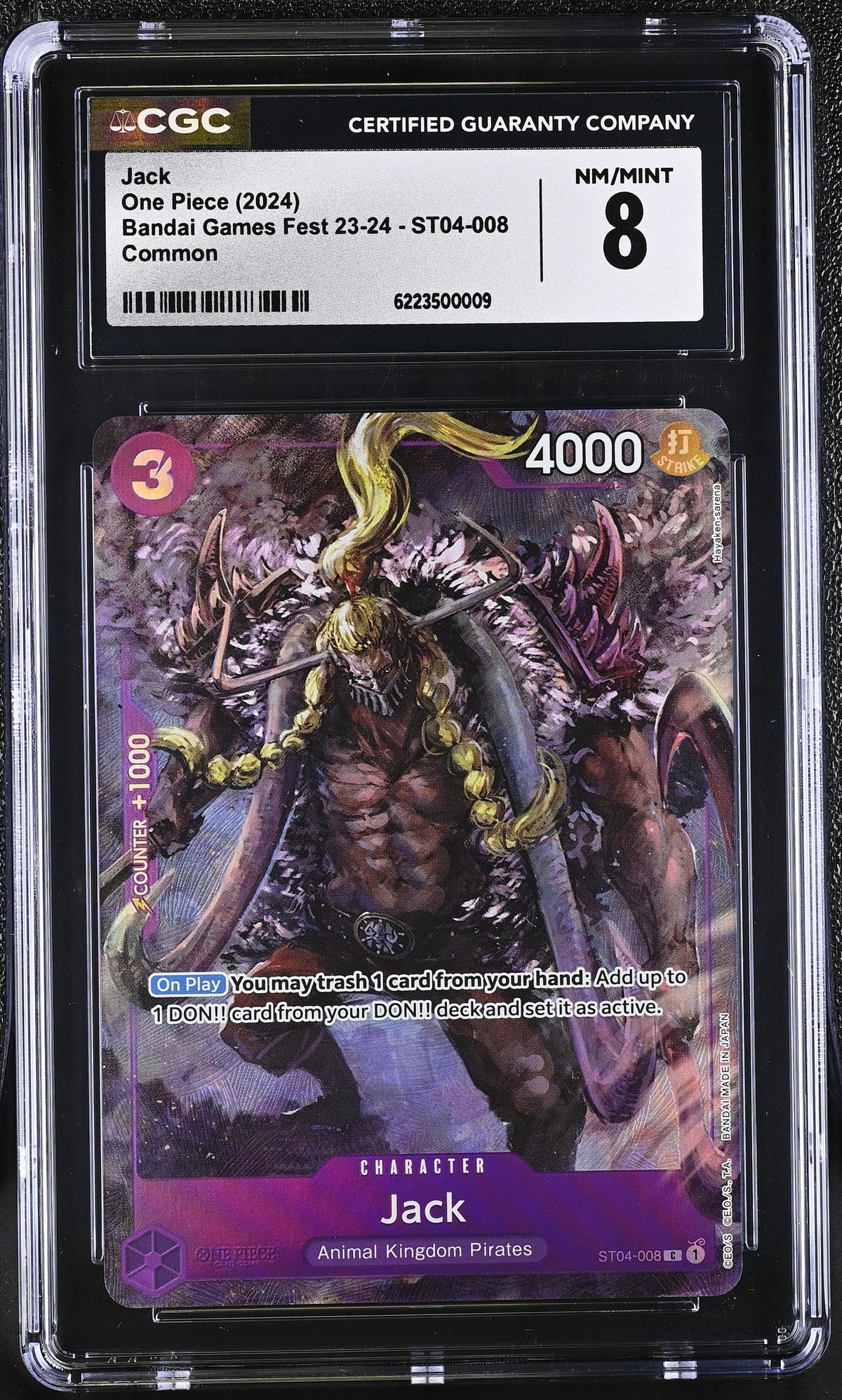 One Piece Card Game Promo ST04-008 Jack Premium Collection Bandai Fest CGC 8