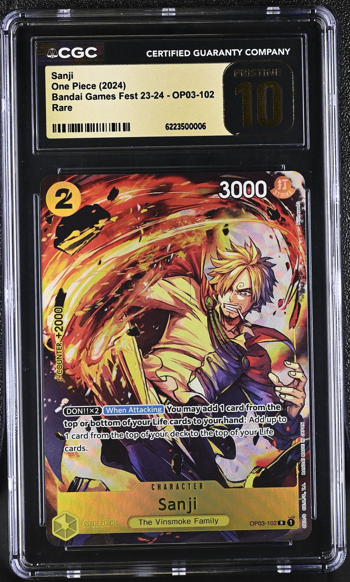 One Piece Promo #OP03-102 Sanji BANDAI GAMES Fest. 23-24 Edition CGC 10