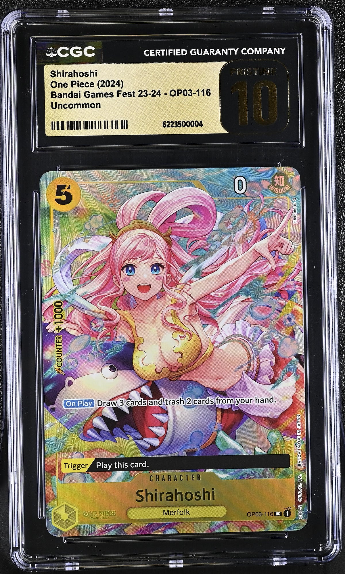 One Piece Promo #OP03-116 Shirahoshi GAMES Fest. 23-24 Edition-) CGC 10