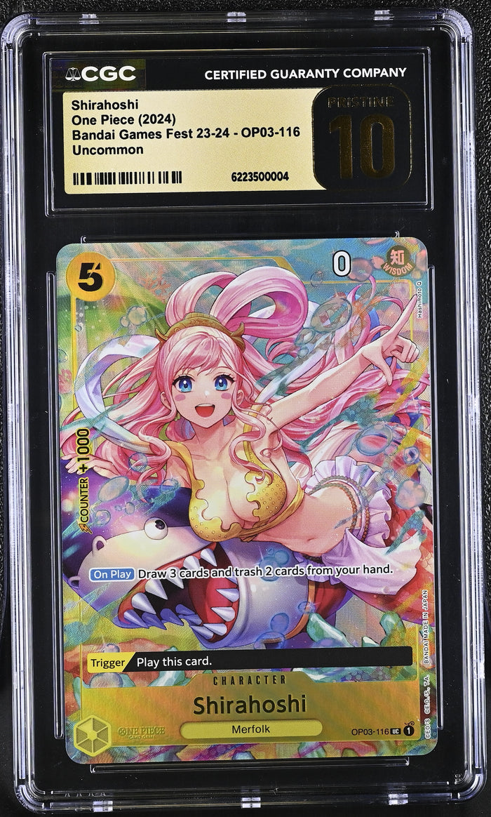 One Piece Promo #OP03-116 Shirahoshi GAMES Fest. 23-24 Edition-) CGC 10