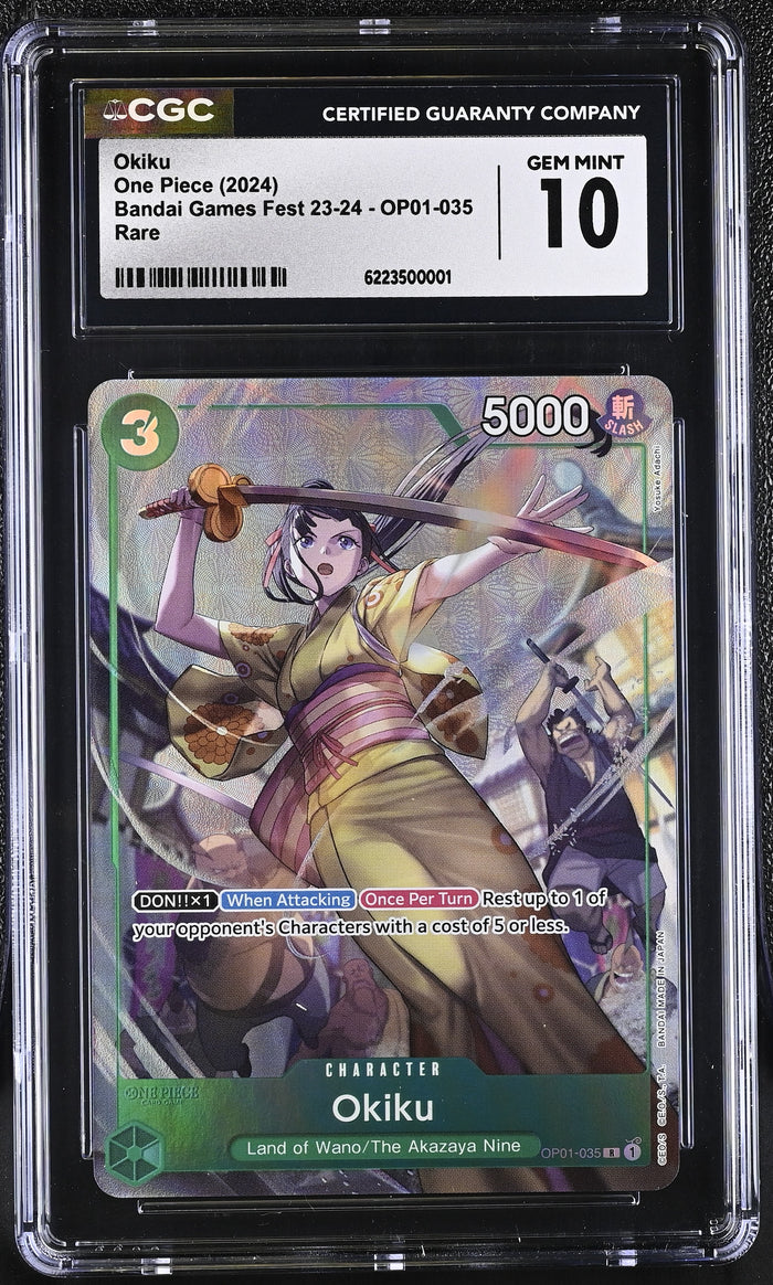 One Piece Promo #OP01-035 Okiku BANDAI GAMES Fest. 23-24 CGC 10