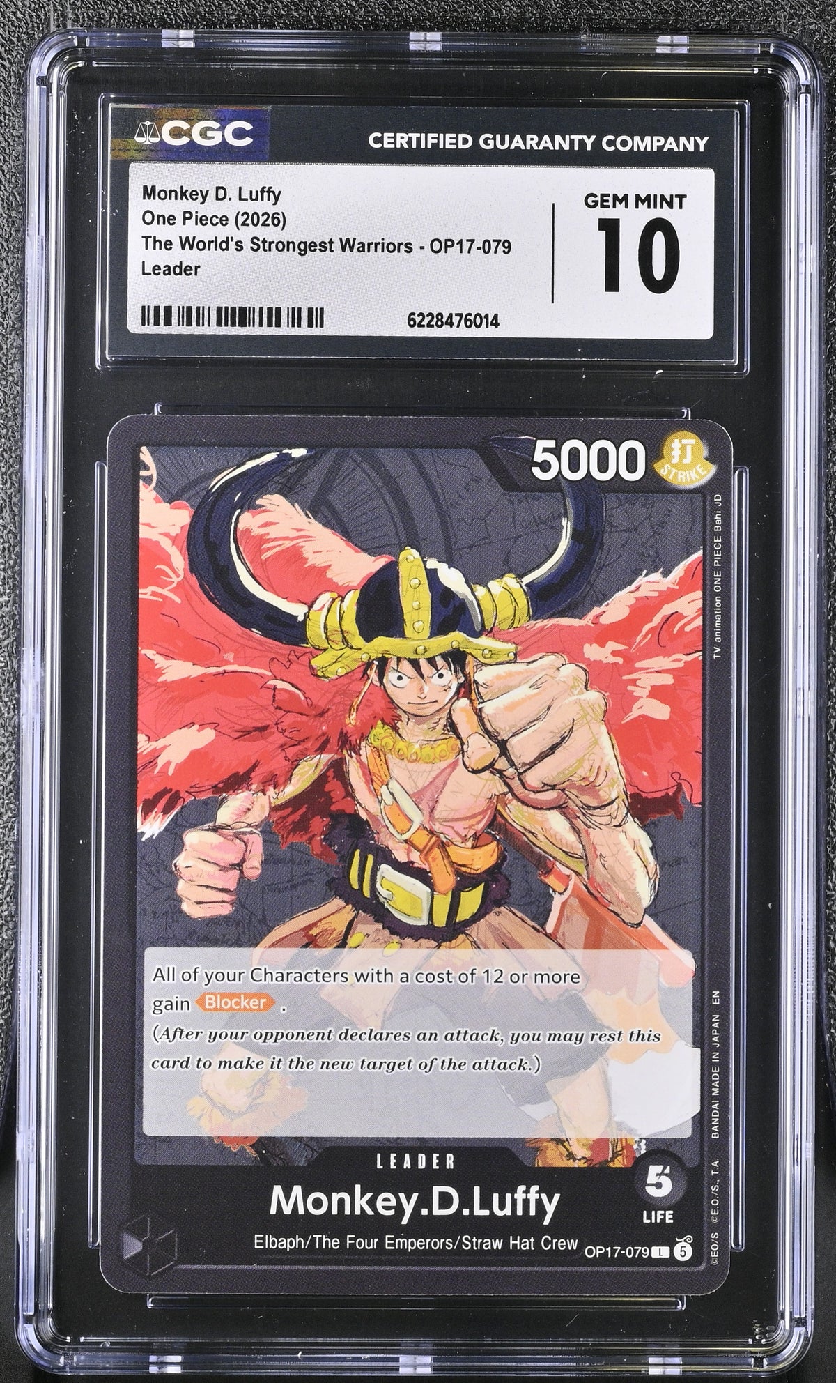 The World's Strongest Warriors #OP17-079 Monkey.D.Luffy (079) CGC 10