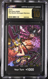 The World's Strongest Warriors DON!! Card (Alternate Art) (Luffy and Loki)CGC 10