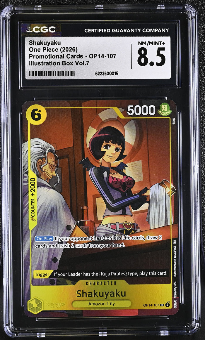 One Piece #OP14-107 Shakuyaku CGC 8.5 Promo Box Vol 7