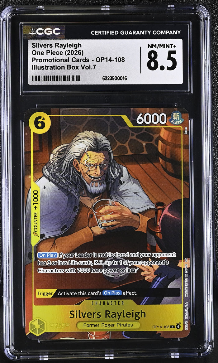 One Piece #OP14-108 Silvers Rayleigh CGC 8.5 Promo Box Vol 7