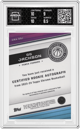 2023-24 Topps Chrome Cert.Rke.Au. #CRA-GGJ Gg Jackson Arena Club 9