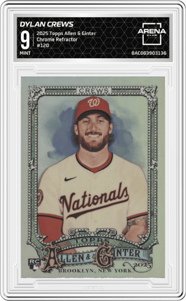 2025 Topps Allen & Ginter Chrome Refractor #120 Dylan Crews Arena Club 9