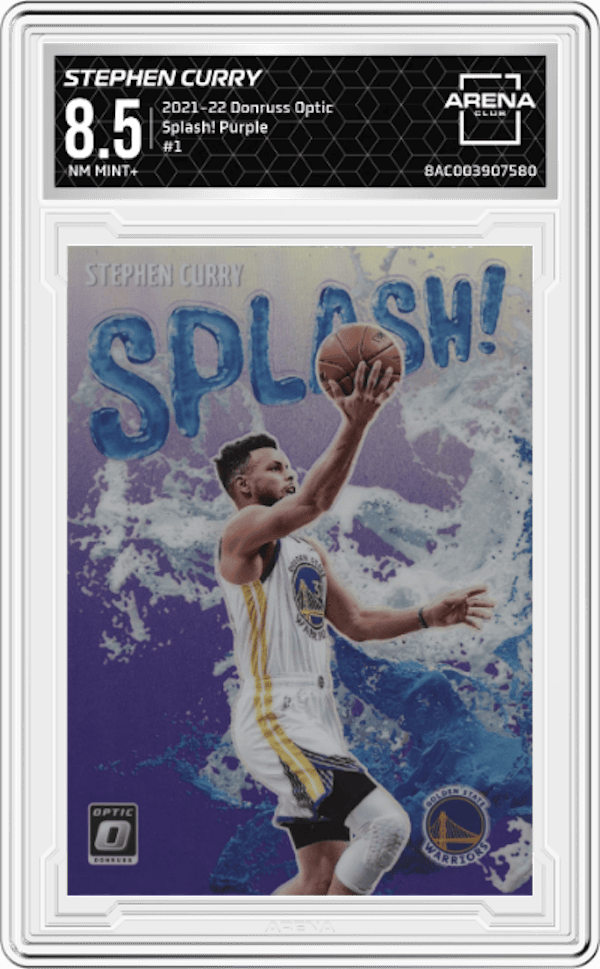 2021-22 Panini Donruss Optic Splash! Purple #1 Stephen Curry Arena Club 8.5