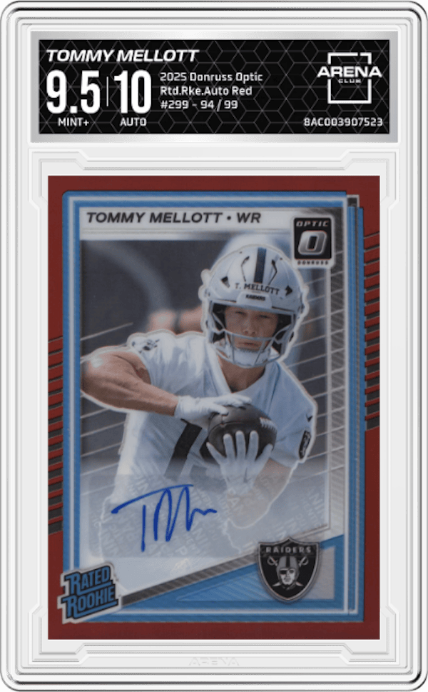 2025 Donruss Optic Rtd.Rke.Auto Red / 99 #299 Tommy Mellott Arena Club 9.5