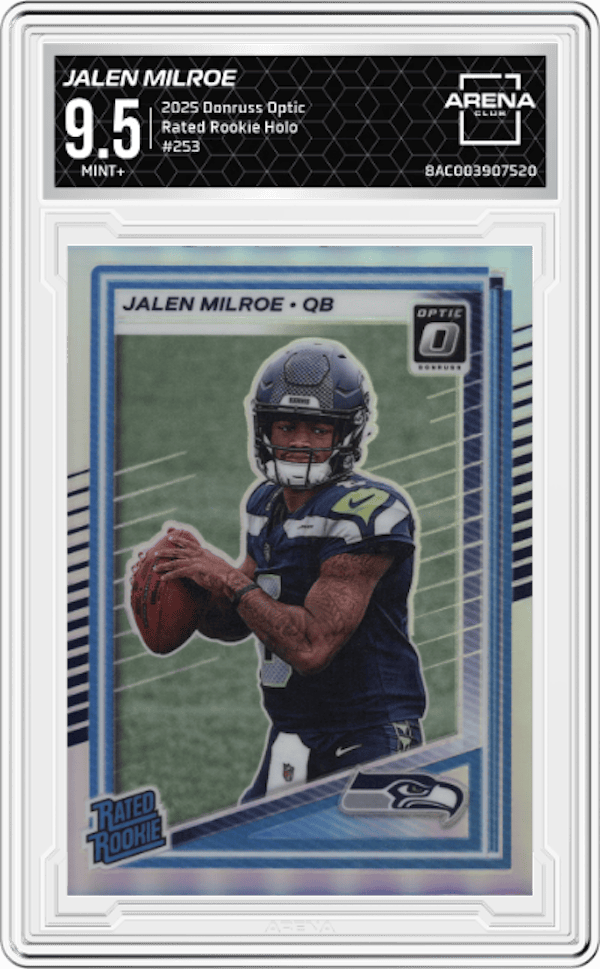 2025 Donruss Optic Rated Rookie Holo #253 Jalen Milroe Arena Club 9.5