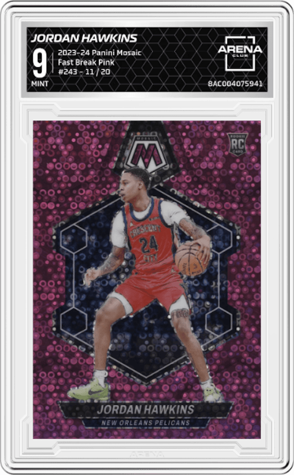 2023-24 Panini Mosaic Fast Break Pink / 20 #243 Jordan Hawkins Arena Club 9