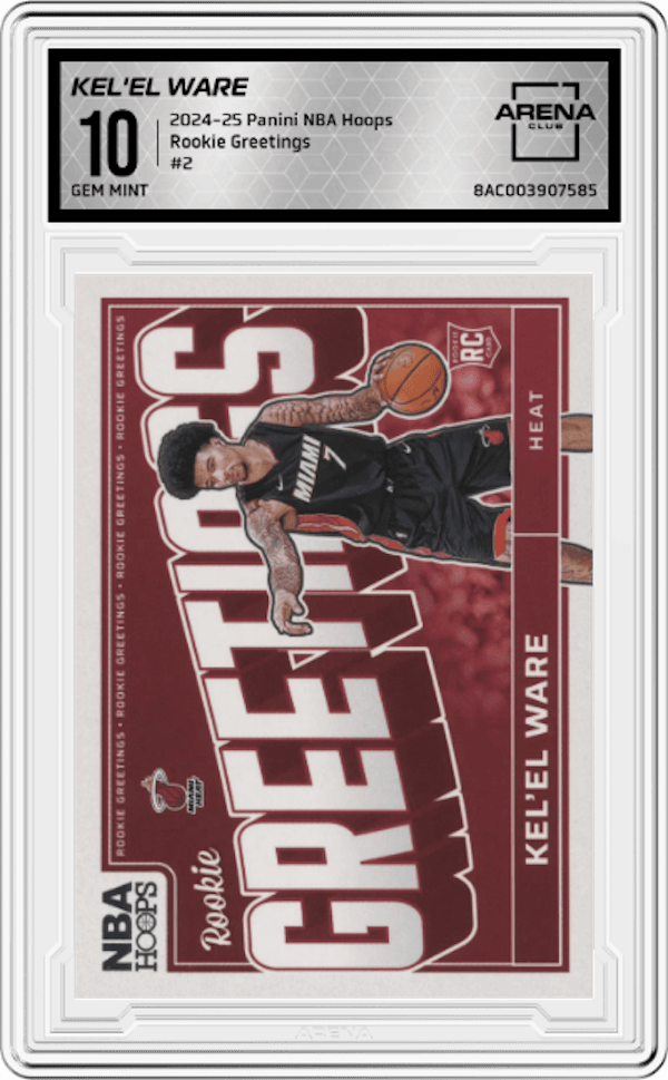 2024-25 Panini NBA Hoops Rookie Greetings #2 Kel'El Ware Arena Club 10