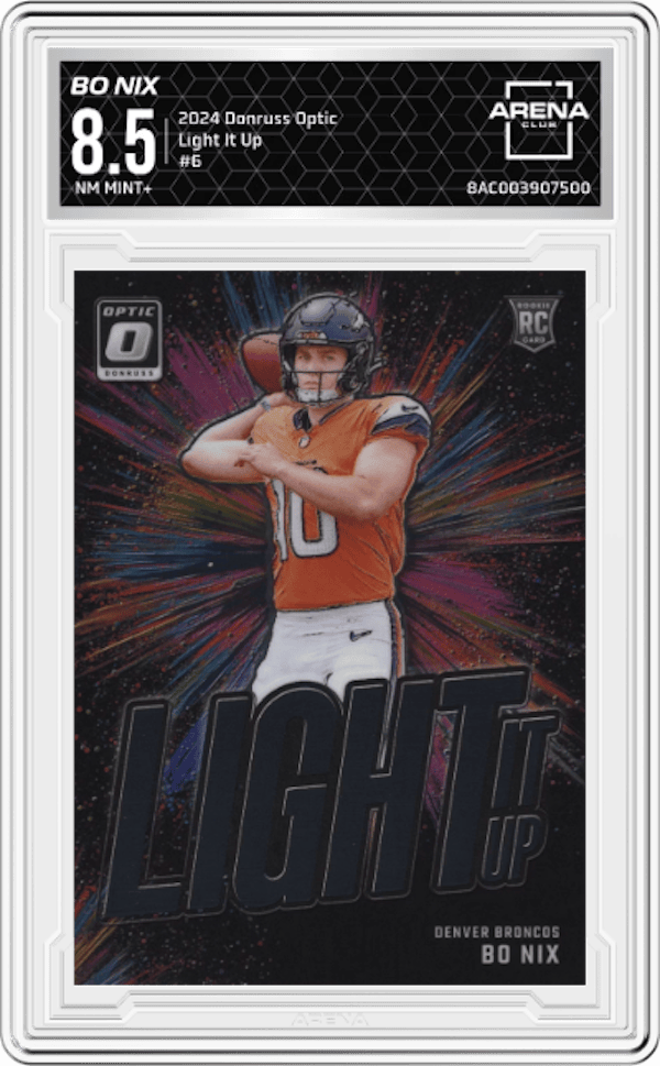 2024 Donruss Optic Light It Up #6 Bo Nix Arena Club 8.5