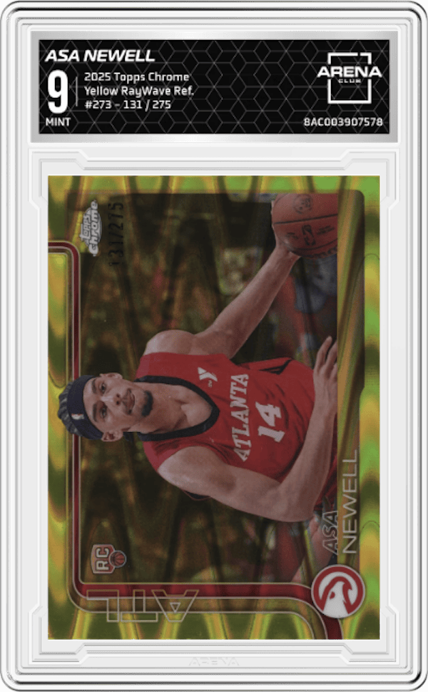 2025-26 Topps Chrome Yellow RayWave Refractor / 275 #273 Asa Newell Arena Club 9