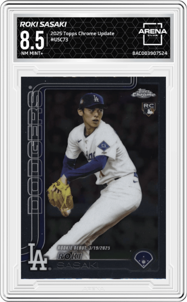 2025 Topps Chrome Update #USC73 Roki Sasaki Arena Club 8.5