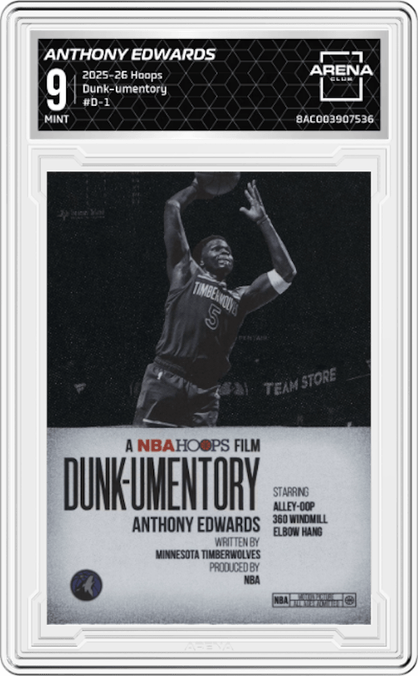 2025-26 Hoops Dunk-umentory #D-1 Anthony Edwards Arena Club 9