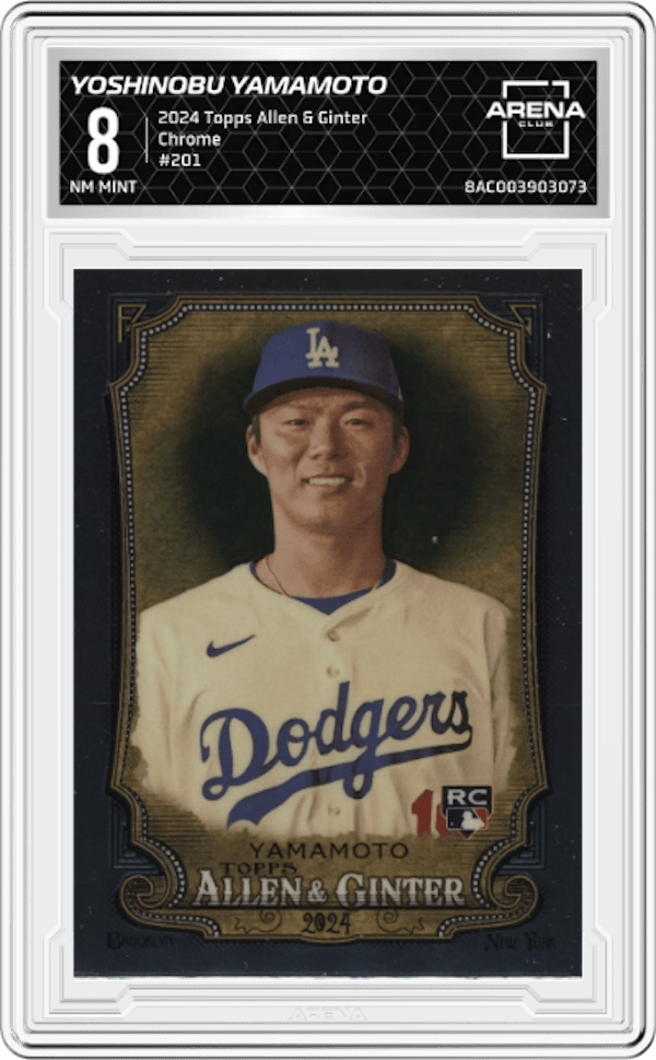 2024 Topps Allen & Ginter Chrome #201 Yoshinobu Yamamoto Arena Club 8