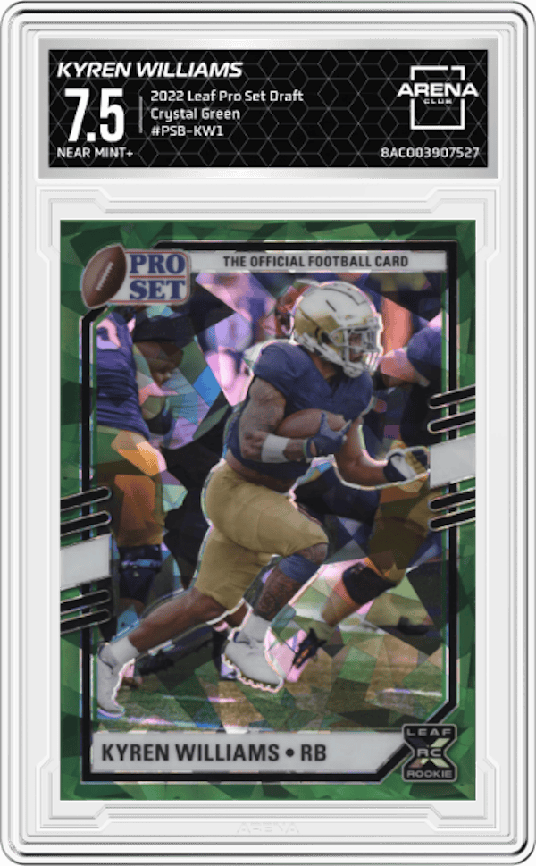 2022 Leaf Pro Set Draft Crystal Green #PSB-KW1 Kyren Williams Arena Club 7.5