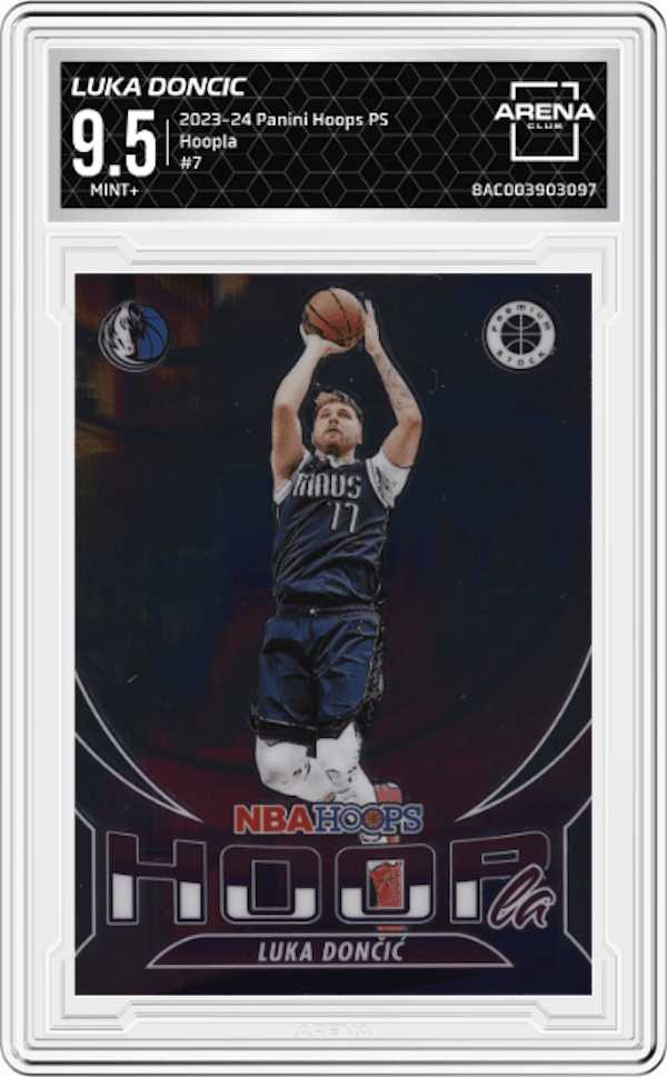 2023-24 Panini Hoops Premium Stock Hoopla #7 Luka Doncic Arena Club 9.5