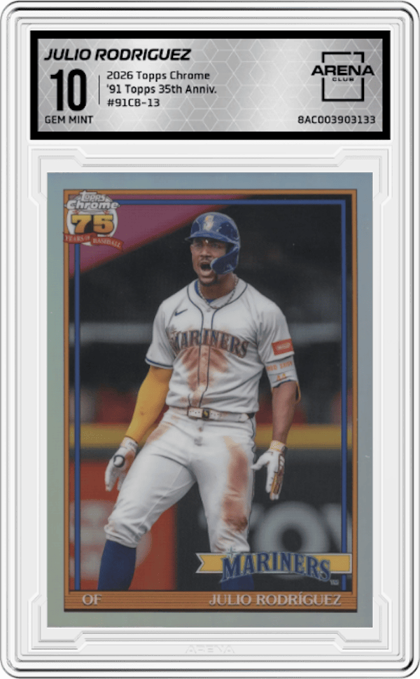 2026 Topps Chrome '91 Topps 35th Anniv. #91CB-13 Julio Rodriguez Arena Club 10